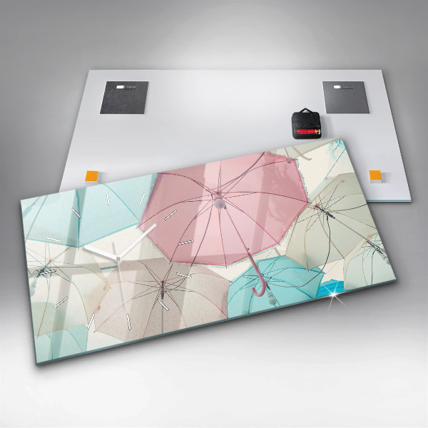 Horizontale Uhr mit motiv Pastell Regenschirme
