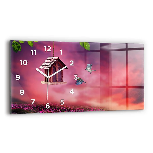 Horizontale Uhr mit motiv Vogelhaus