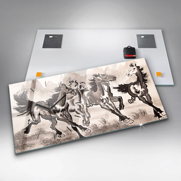 Horizontale Uhr Galoppierende Pferde