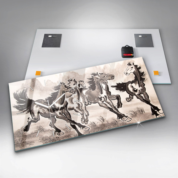 Horizontale Uhr Galoppierende Pferde