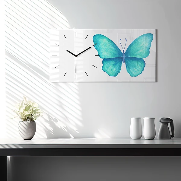 Horizontale Uhr mit motiv Türkisfarbener Sommerschmetterling