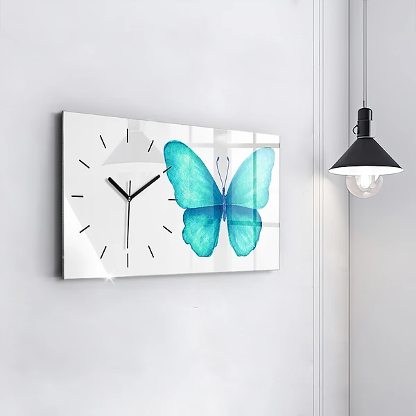 Horizontale Uhr mit motiv Türkisfarbener Sommerschmetterling