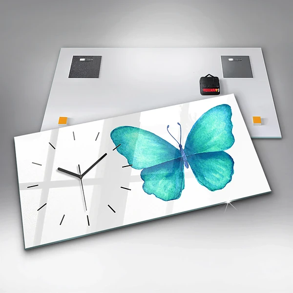Horizontale Uhr mit motiv Türkisfarbener Sommerschmetterling