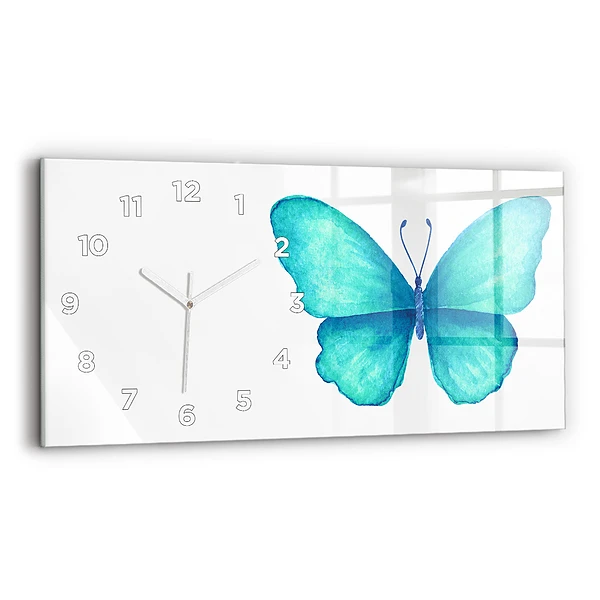 Horizontale Uhr mit motiv Türkisfarbener Sommerschmetterling