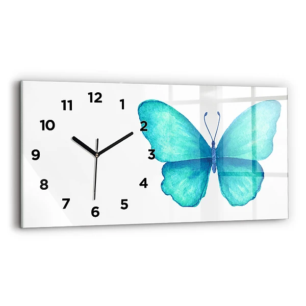 Horizontale Uhr mit motiv Türkisfarbener Sommerschmetterling