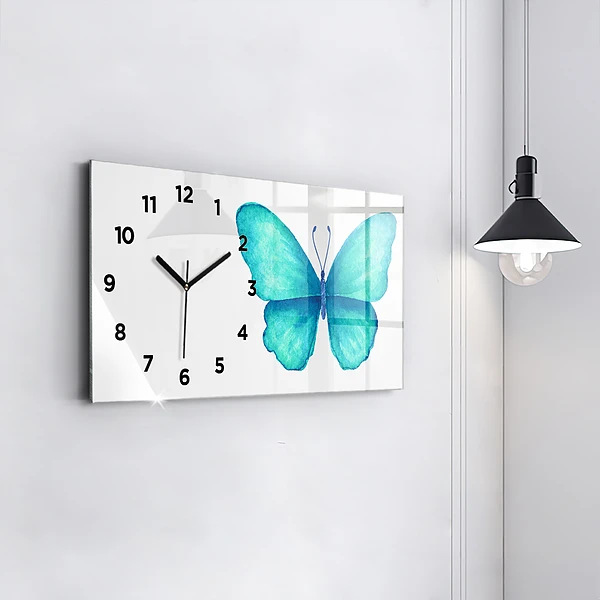 Horizontale Uhr mit motiv Türkisfarbener Sommerschmetterling