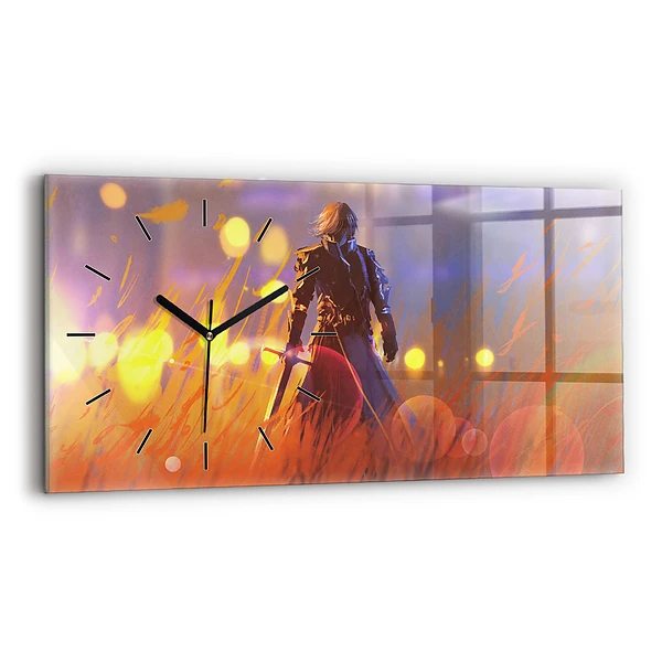 Horizontale Uhr Ritter mit Schwert