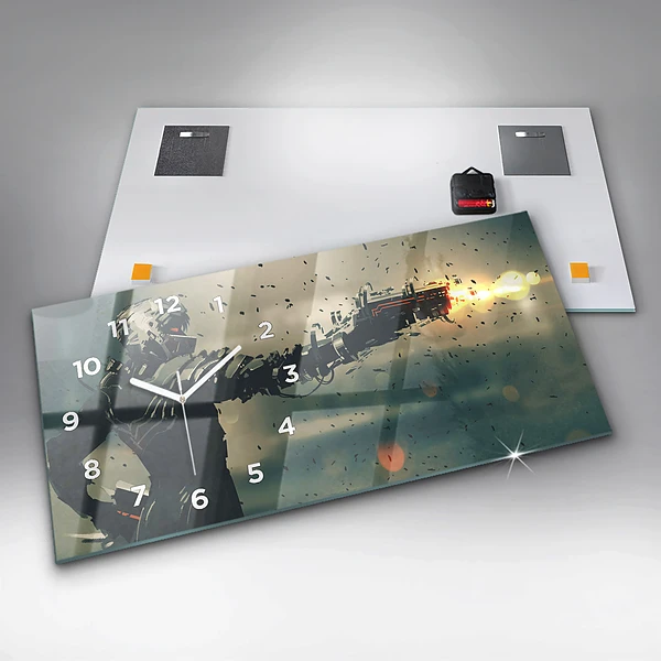 Horizontale Uhr mit motiv Spiel mit tödlichen Waffen
