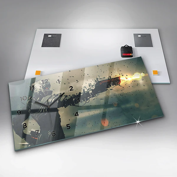 Horizontale Uhr mit motiv Spiel mit tödlichen Waffen