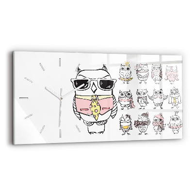 Horizontale Uhr Vintage-Poster mit Eulen