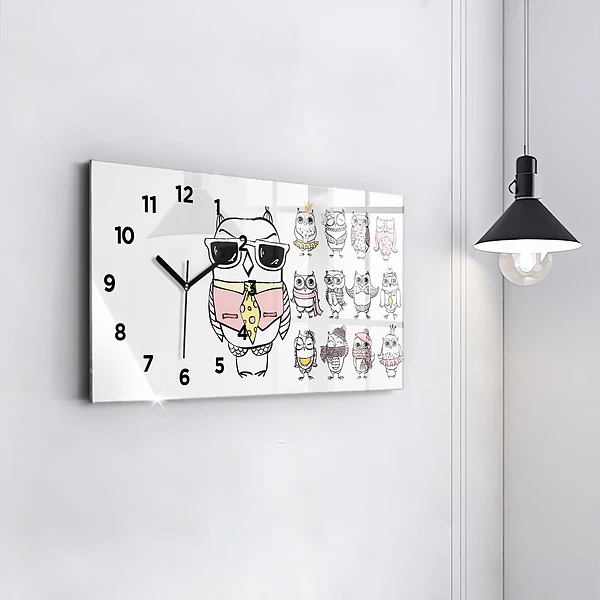 Horizontale Uhr Vintage-Poster mit Eulen
