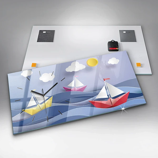Horizontale Uhr mit motiv Origami bunte Segelboote