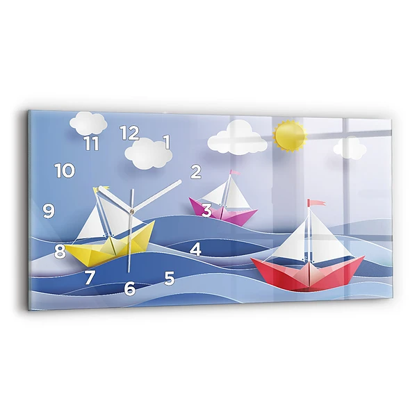 Horizontale Uhr mit motiv Origami bunte Segelboote