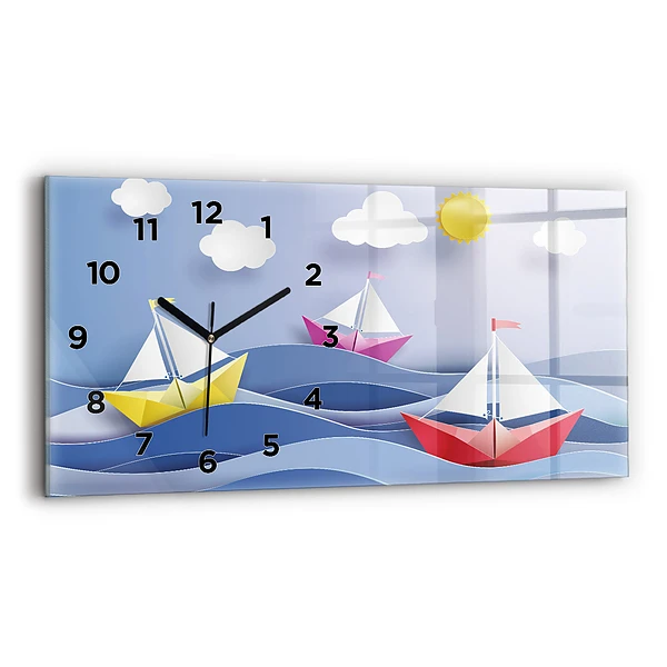 Horizontale Uhr mit motiv Origami bunte Segelboote