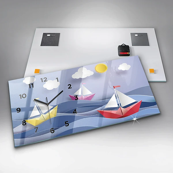 Horizontale Uhr mit motiv Origami bunte Segelboote