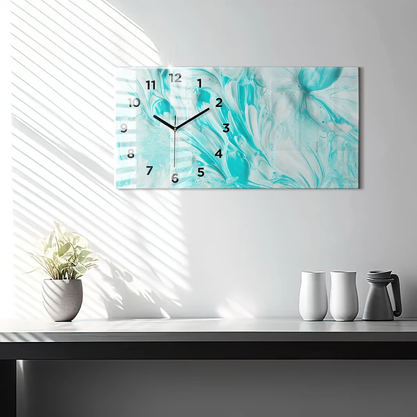 Horizontale Uhr Blaue Abstraktion