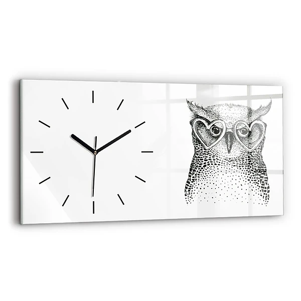 Horizontale Uhr Gezeichnete Eule mit Brille
