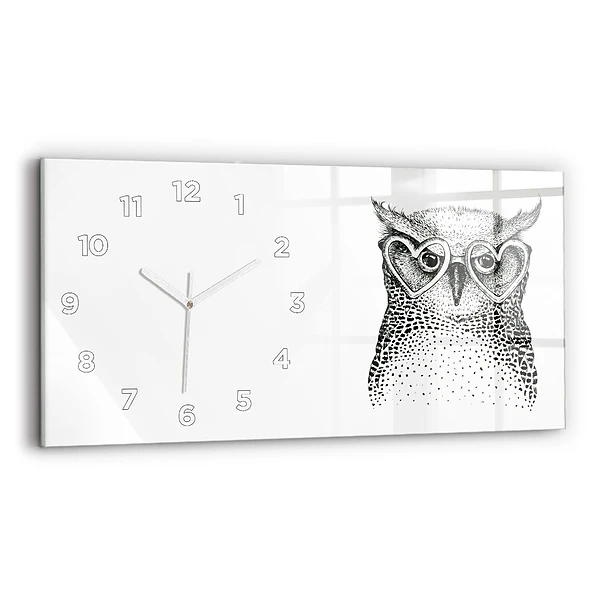 Horizontale Uhr Gezeichnete Eule mit Brille