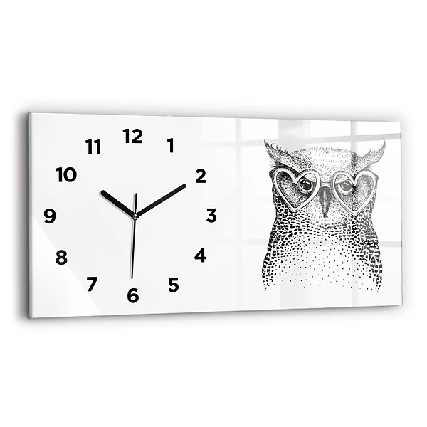 Horizontale Uhr Gezeichnete Eule mit Brille
