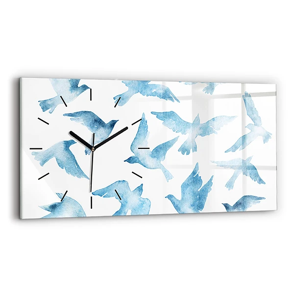 Horizontale Uhr Fliegende blaue Vögel