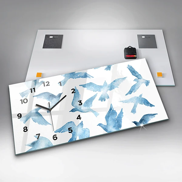 Horizontale Uhr Fliegende blaue Vögel