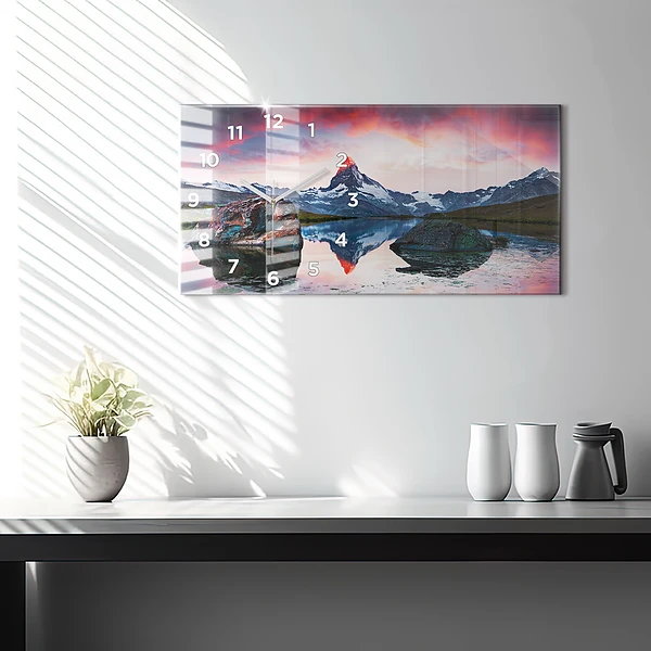 Horizontale Uhr mit motiv Stellisee Matterhorn