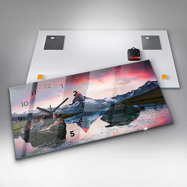 Horizontale Uhr mit motiv Stellisee Matterhorn