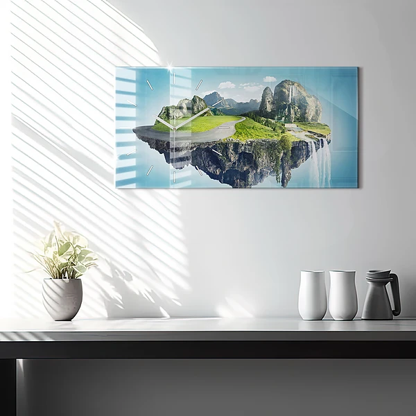 Horizontale Uhr Fliegende Insel