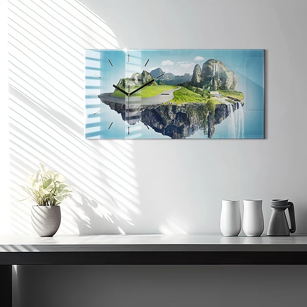 Horizontale Uhr Fliegende Insel