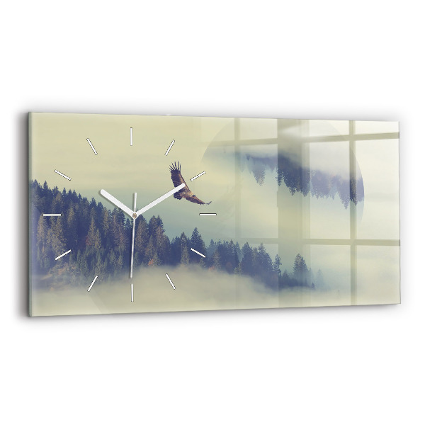Horizontale Uhr mit motiv Nebliger Wald Adler