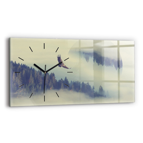 Horizontale Uhr mit motiv Nebliger Wald Adler