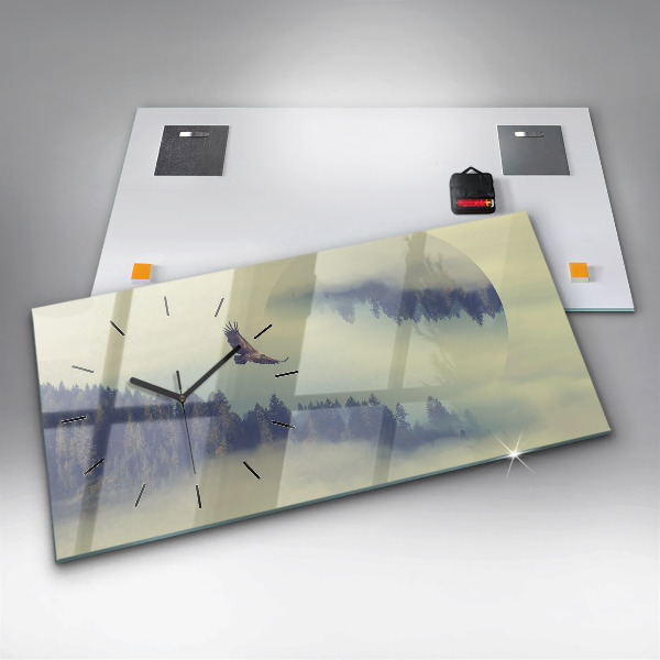 Horizontale Uhr mit motiv Nebliger Wald Adler