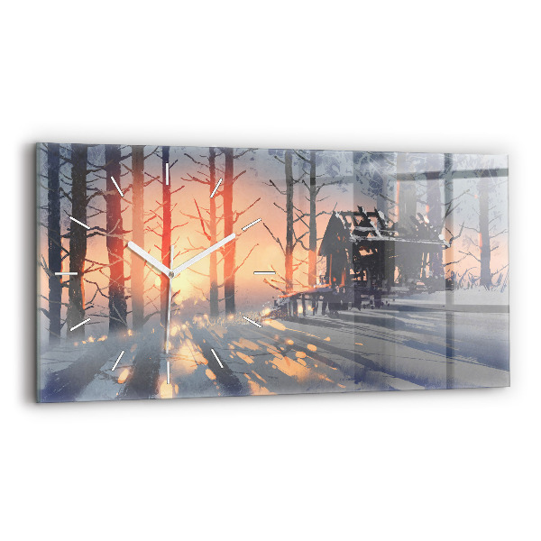 Horizontale Uhr Winterlandschaft mit Bäumen