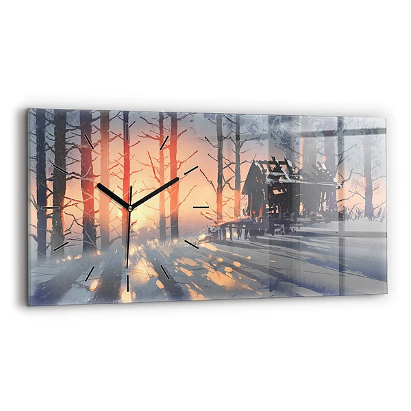 Horizontale Uhr Winterlandschaft mit Bäumen