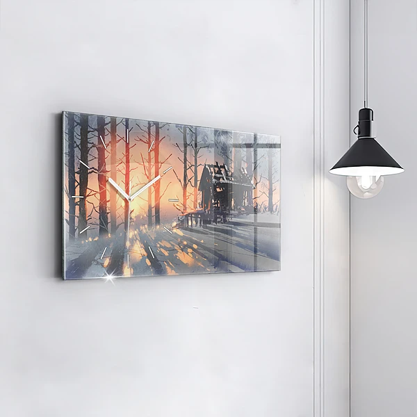 Horizontale Uhr Winterlandschaft mit Bäumen