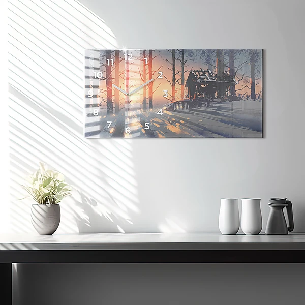 Horizontale Uhr Winterlandschaft mit Bäumen