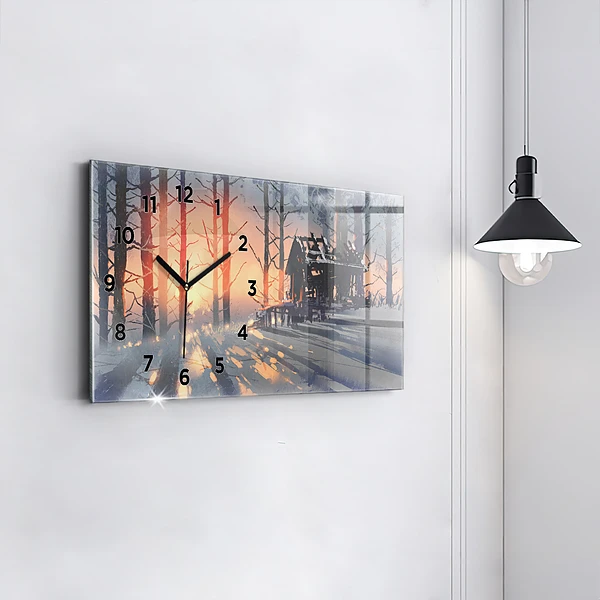 Horizontale Uhr Winterlandschaft mit Bäumen