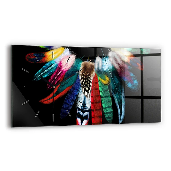 Horizontale Uhr mit motiv Bunte Vogelfedern