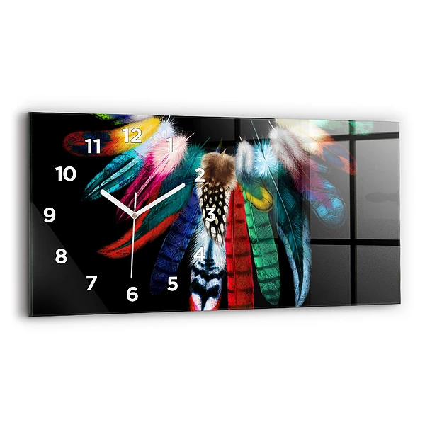 Horizontale Uhr mit motiv Bunte Vogelfedern