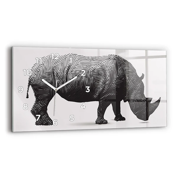 Horizontale Uhr mit motiv Rhinozeros Linienkunst