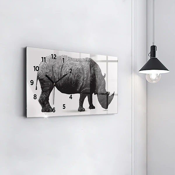 Horizontale Uhr mit motiv Rhinozeros Linienkunst