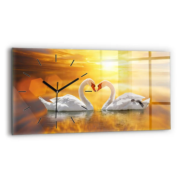 Horizontale Uhr Verliebte Schwäne