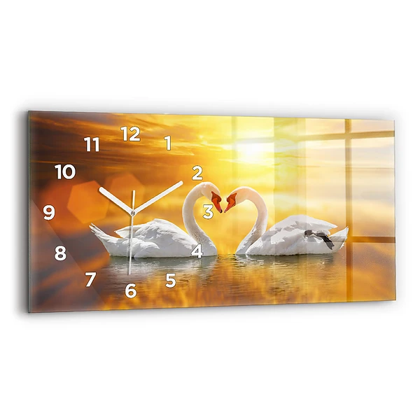 Horizontale Uhr Verliebte Schwäne