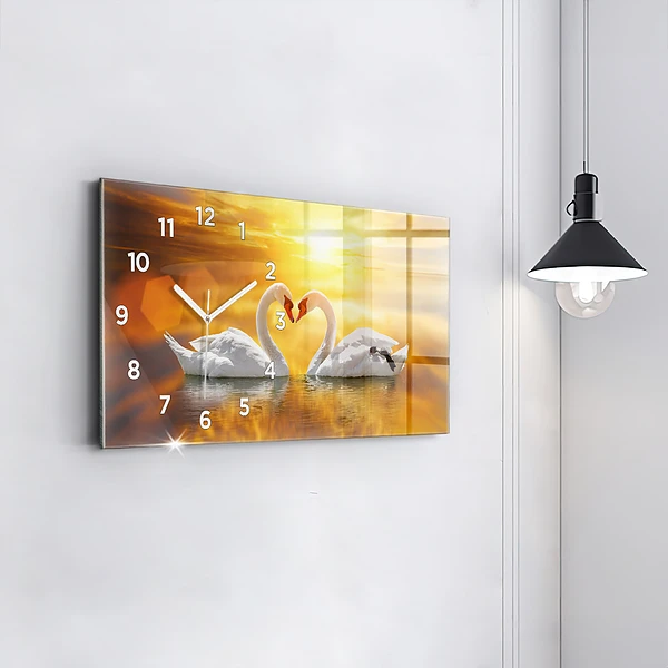Horizontale Uhr Verliebte Schwäne