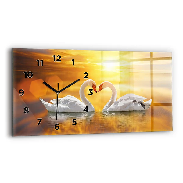 Horizontale Uhr Verliebte Schwäne