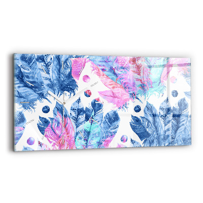 Horizontale Uhr Bunte Federn