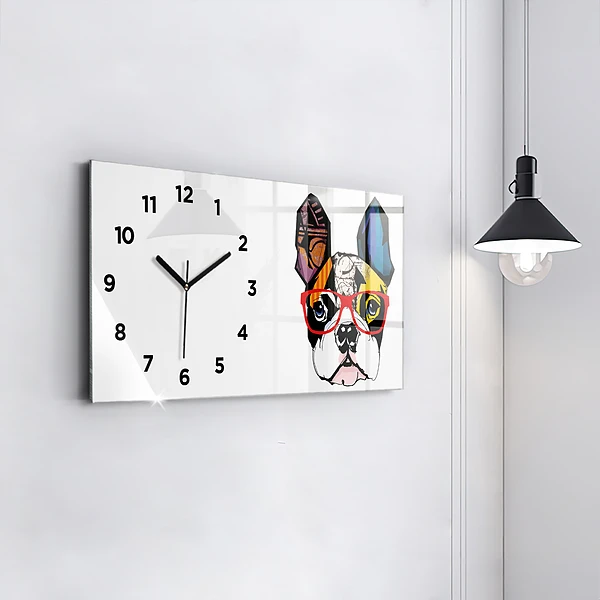 Horizontale Uhr mit motiv Französische Bulldogge mit Brille
