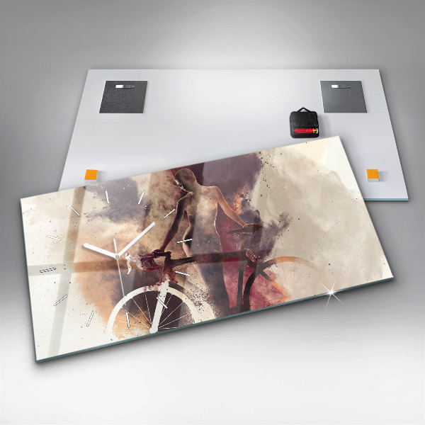 Horizontale Uhr Frau und Fahrrad