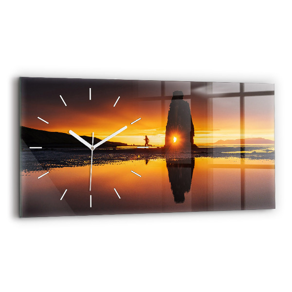 Horizontale Uhr mit motiv Läufer und Sonnenuntergang
