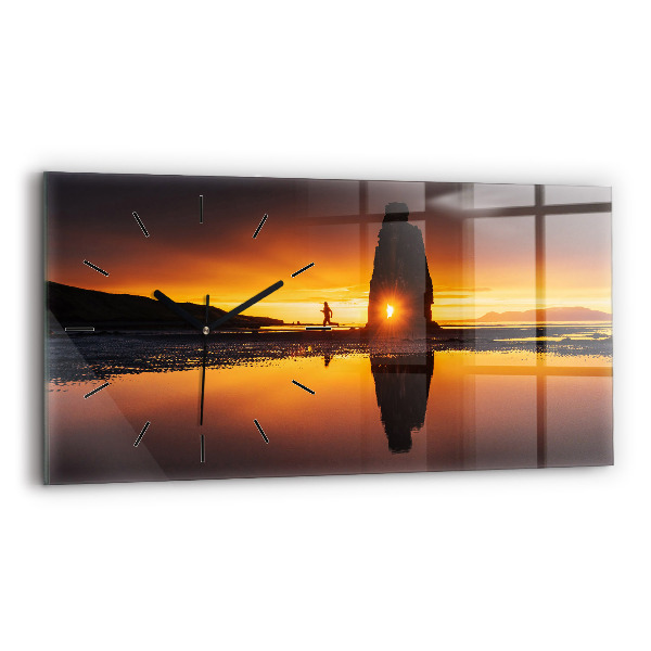 Horizontale Uhr mit motiv Läufer und Sonnenuntergang